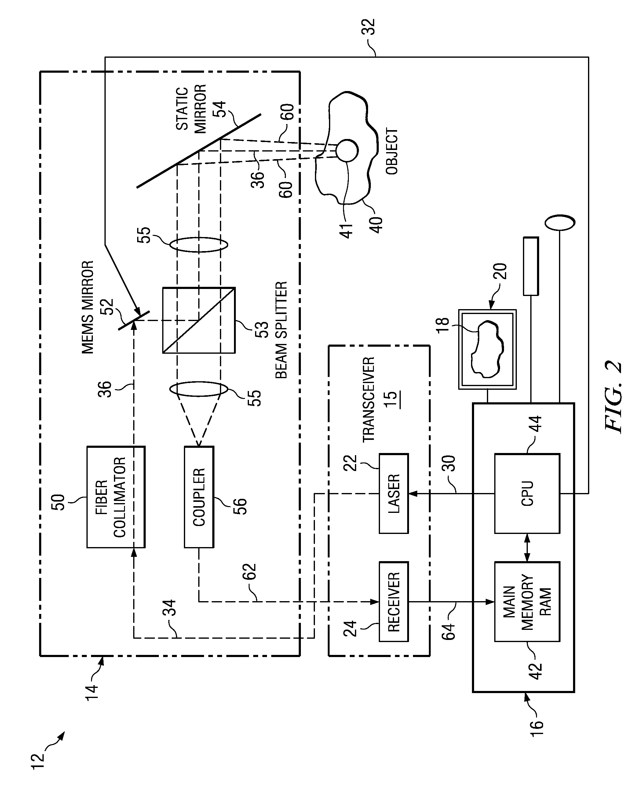 Scanner system and method for mapping surface of three-dimensional object