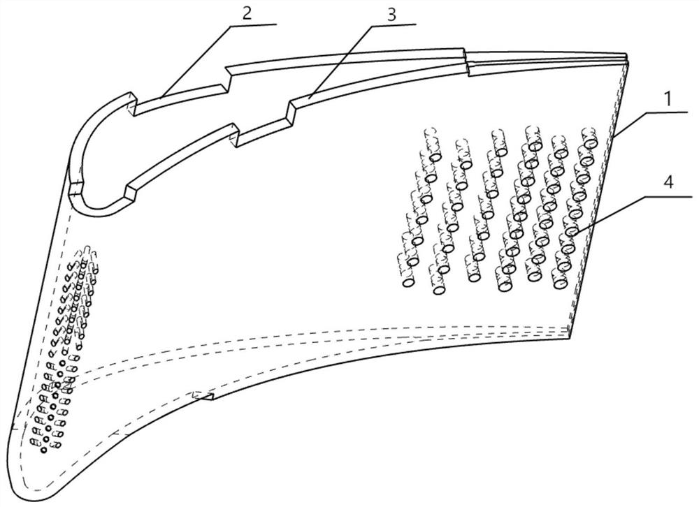 Ceramic matrix composite turbine guide blade with turbulent flow structures and preparation method thereof