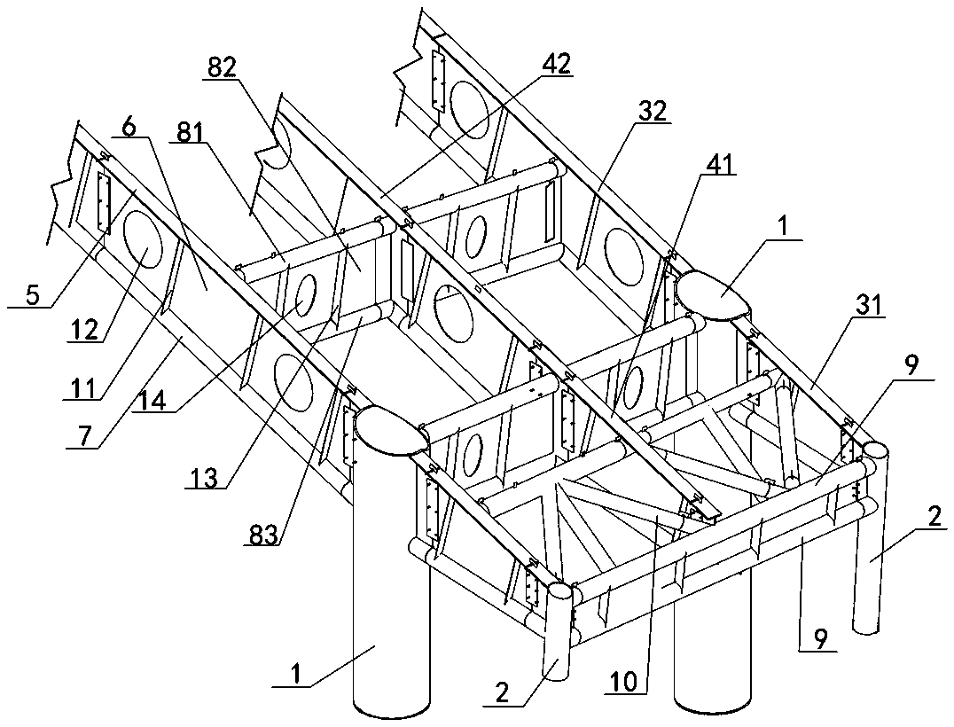 Long-span multi-section combined truss roof structural system and construction method thereof