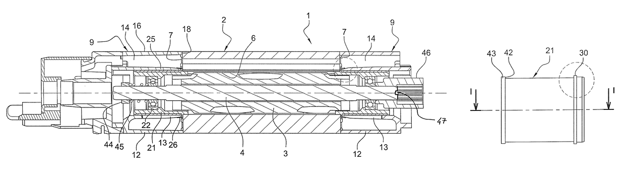 Induction motor capable of being housed in a tubular actuator and method of assembling this motor