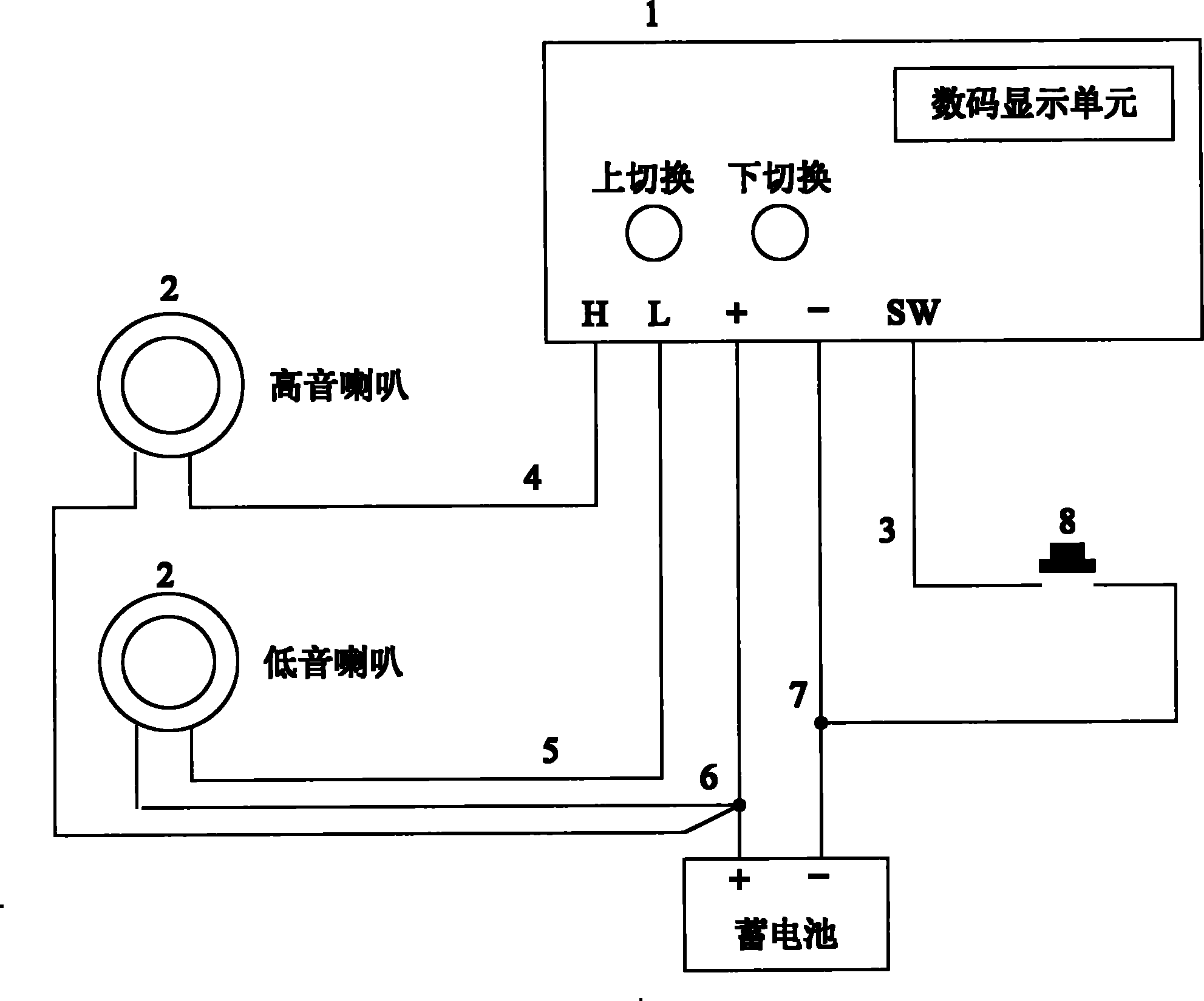 Touch type horn system with counting function