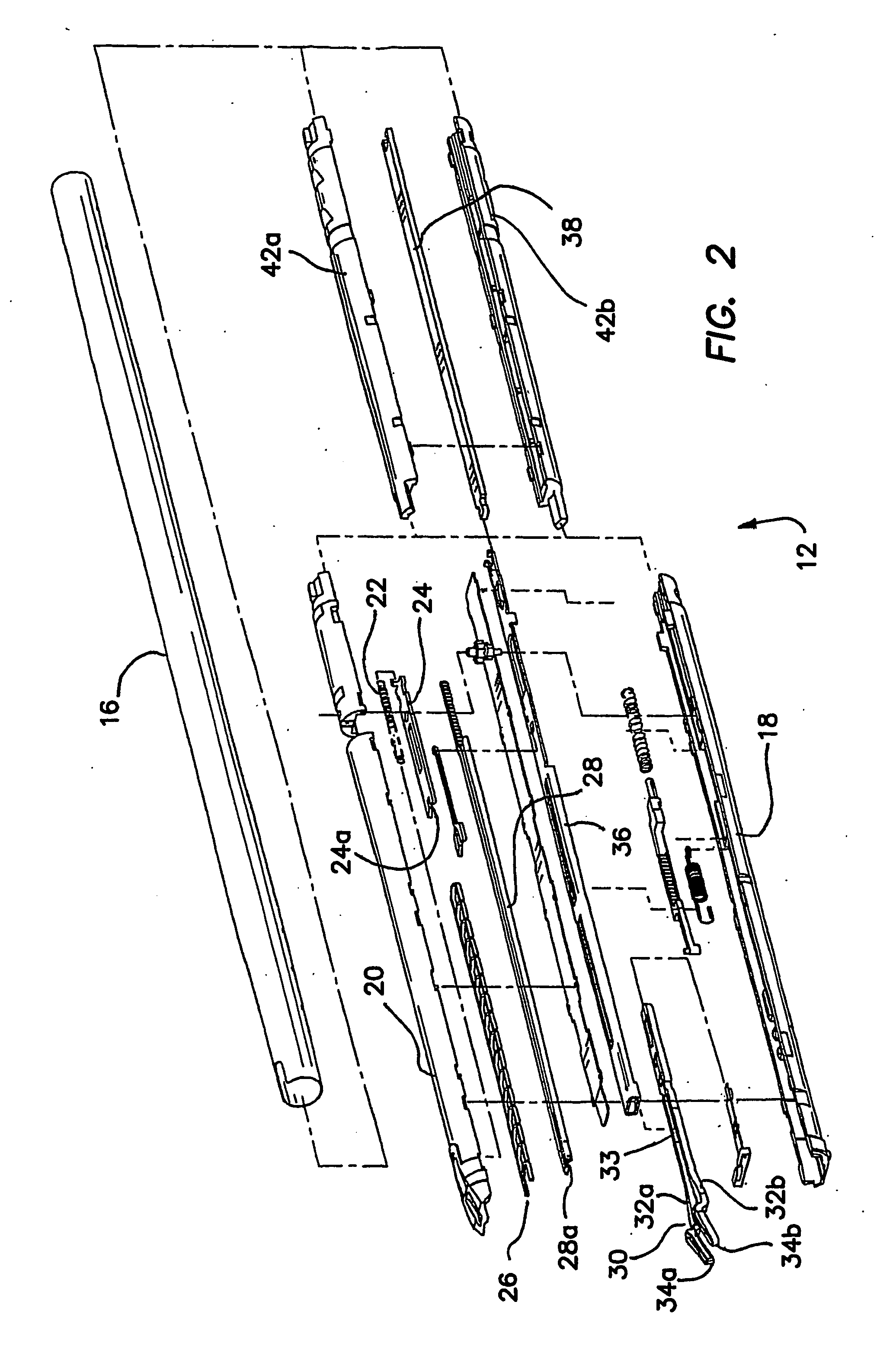 Clip applier cartridge with internal ratchet