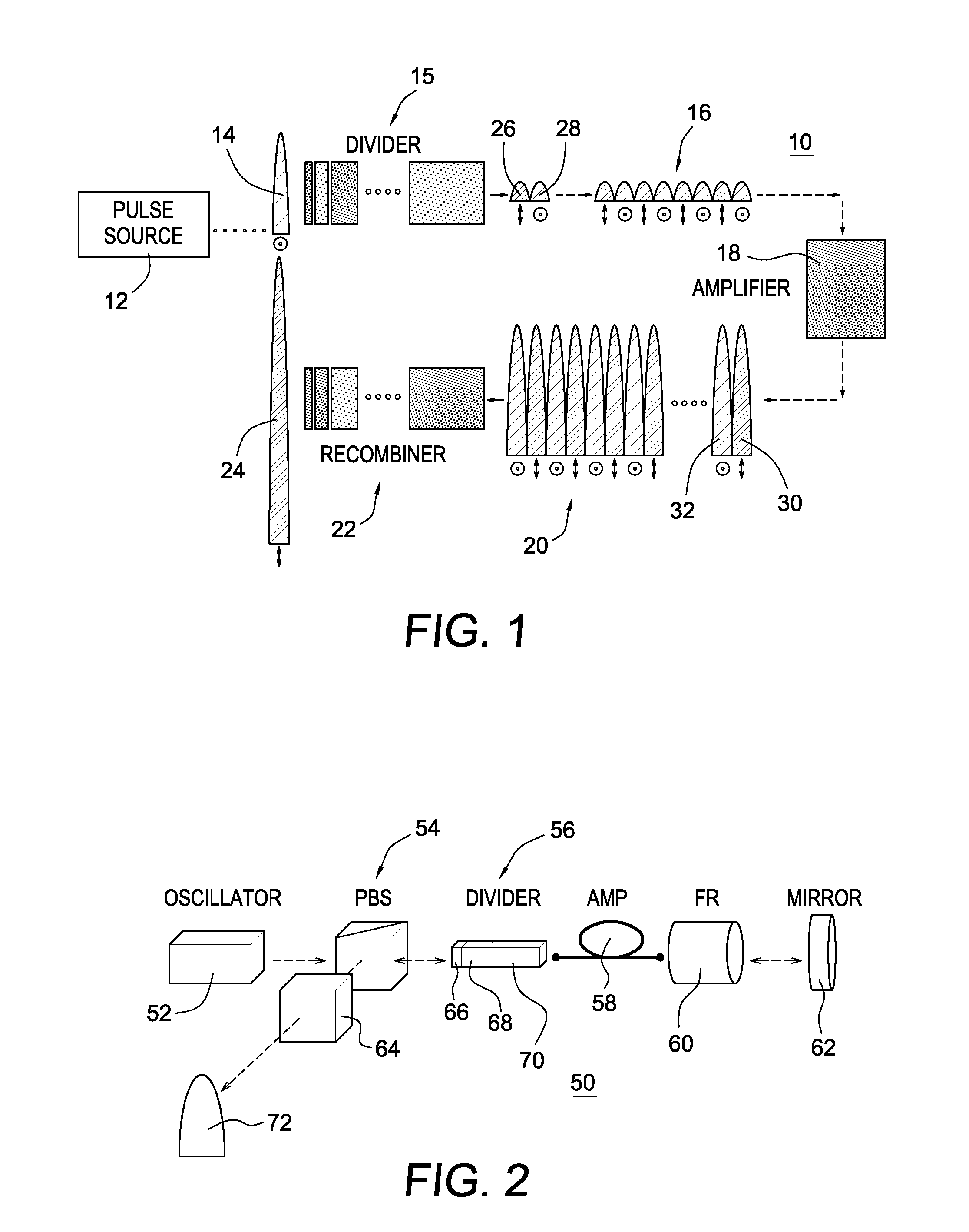 Divided-pulse amplification of short pulses