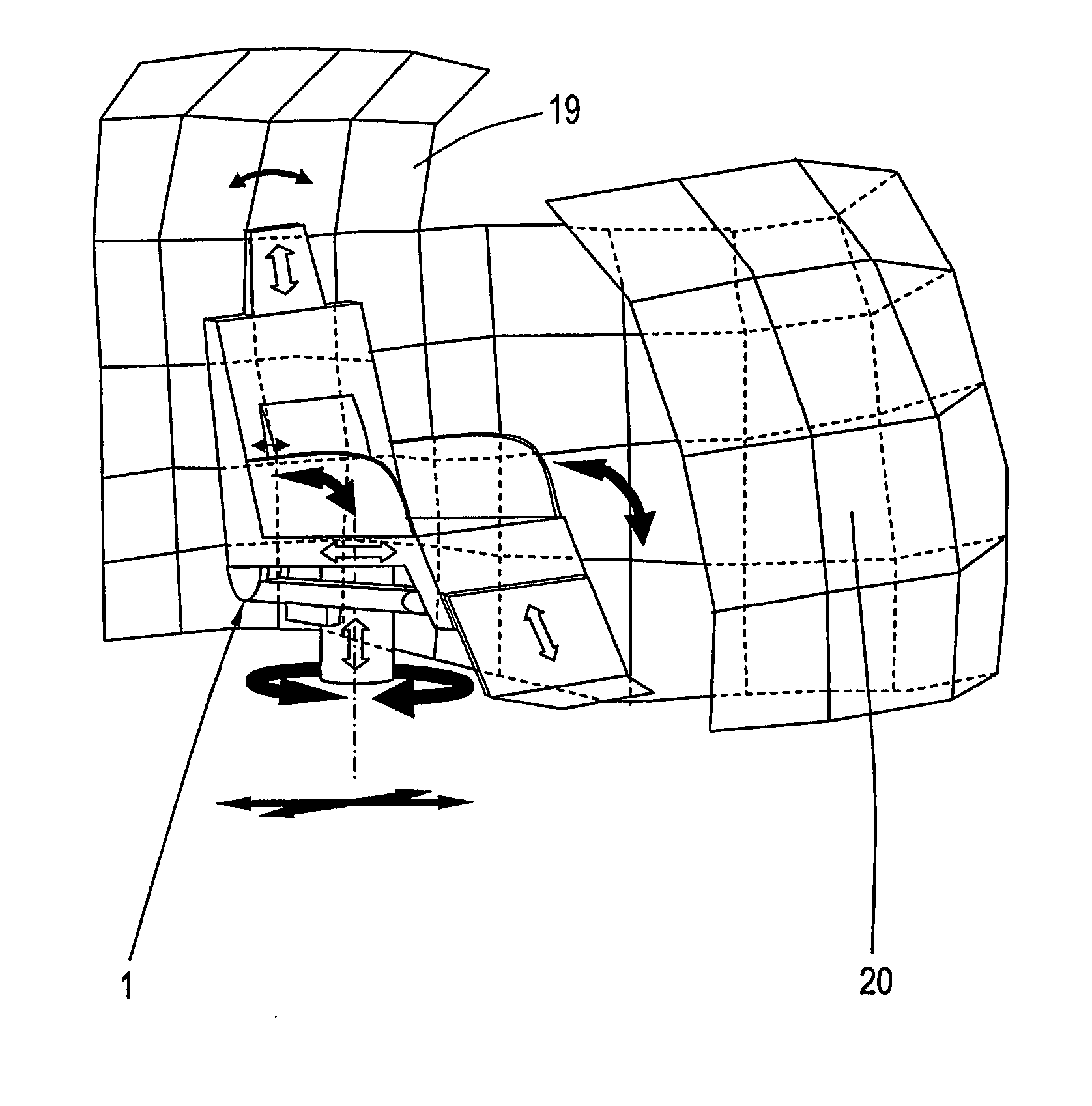 Adjusting system for moving a vehicle seat in a vehicle cabin