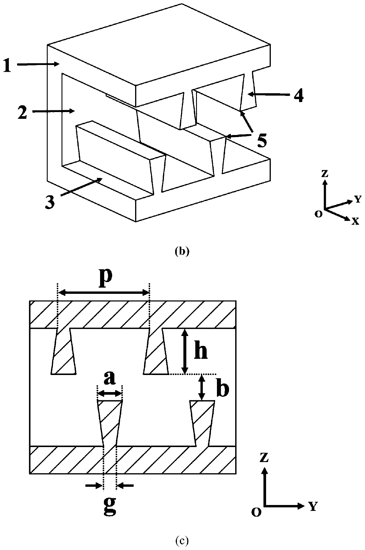 All-metal double-row tapered gate high-frequency structure