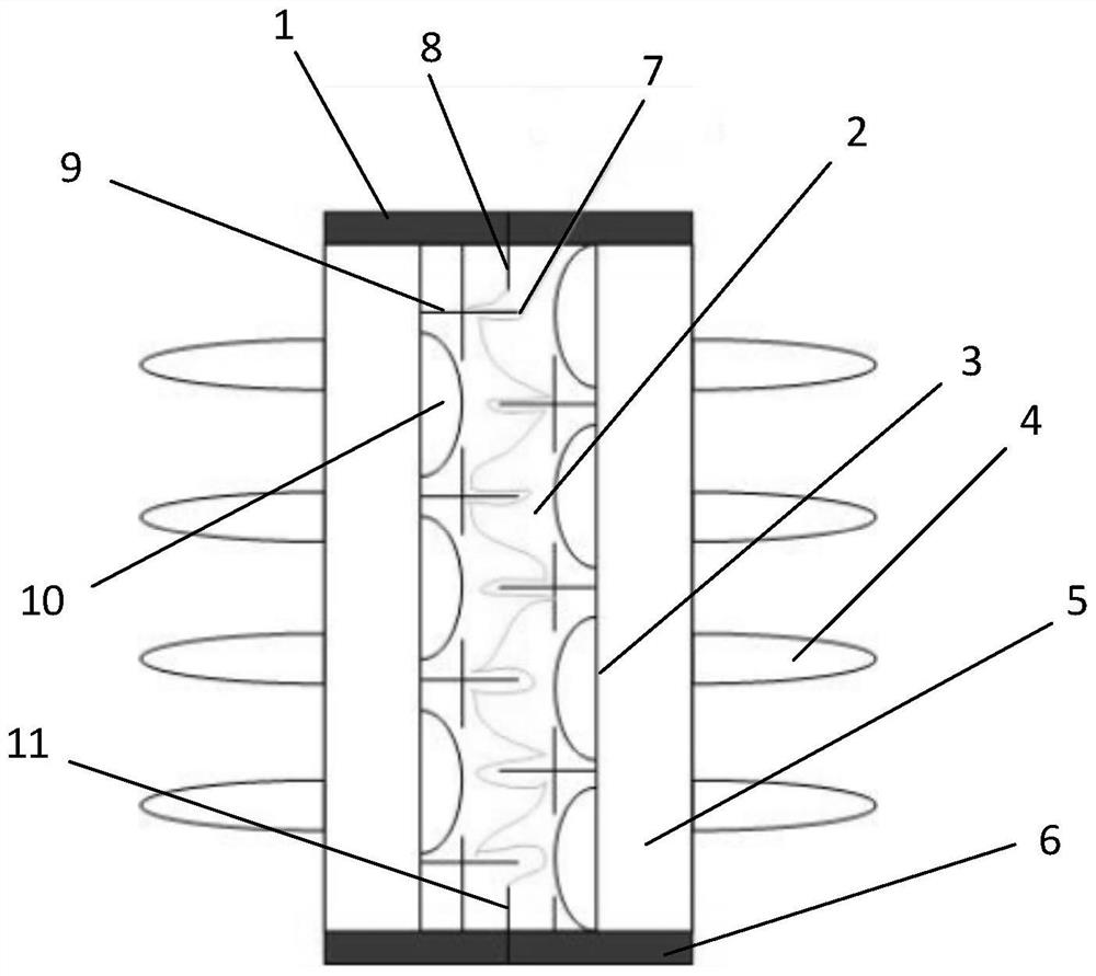 Lightning protection device for multi-point arc shielding through liquid-electric effect pressure