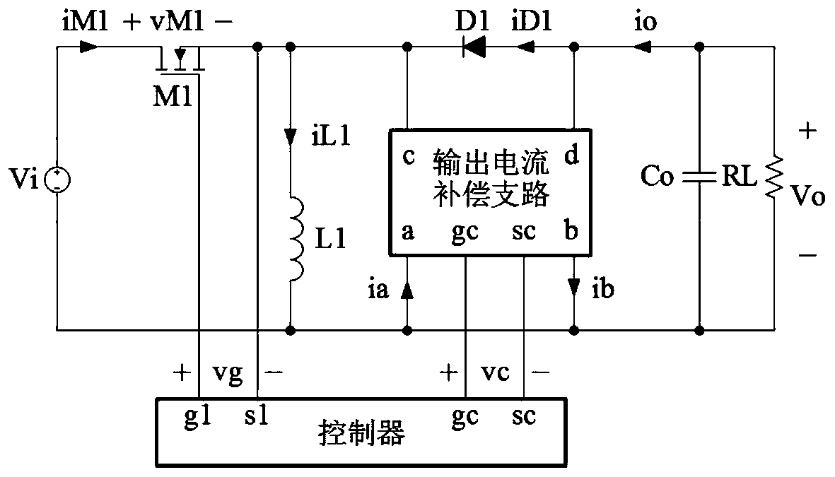 Buck-Boost converter with output current compensation branch