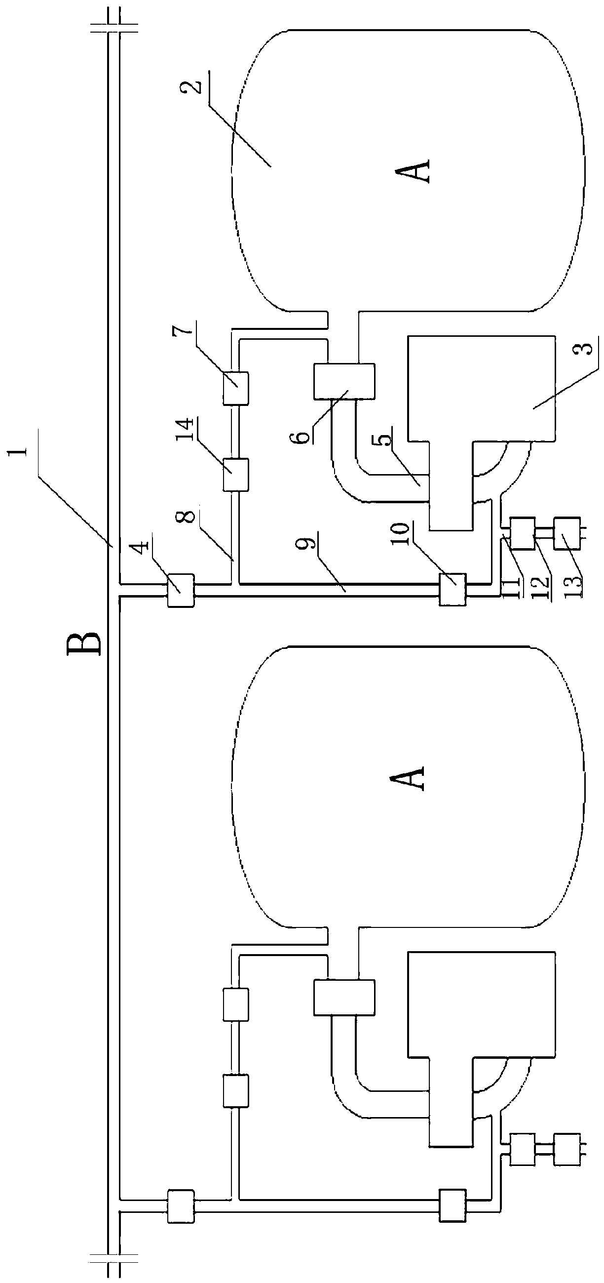 Series connection device for vacuum pump pipelines