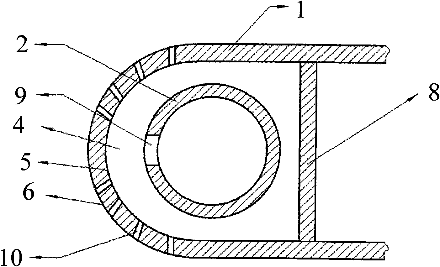 Gas film ice prevention structure of leading edge of nacelle of airplane