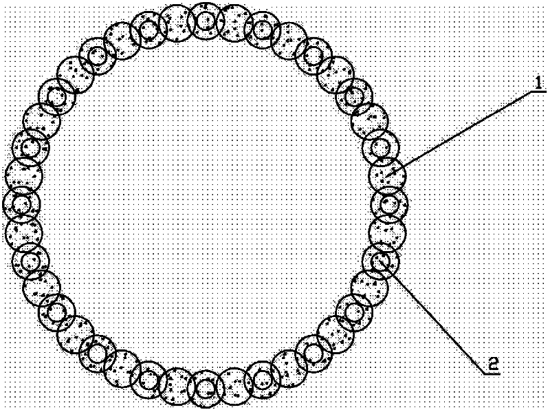 Secant pile drum type foundation and construction method thereof