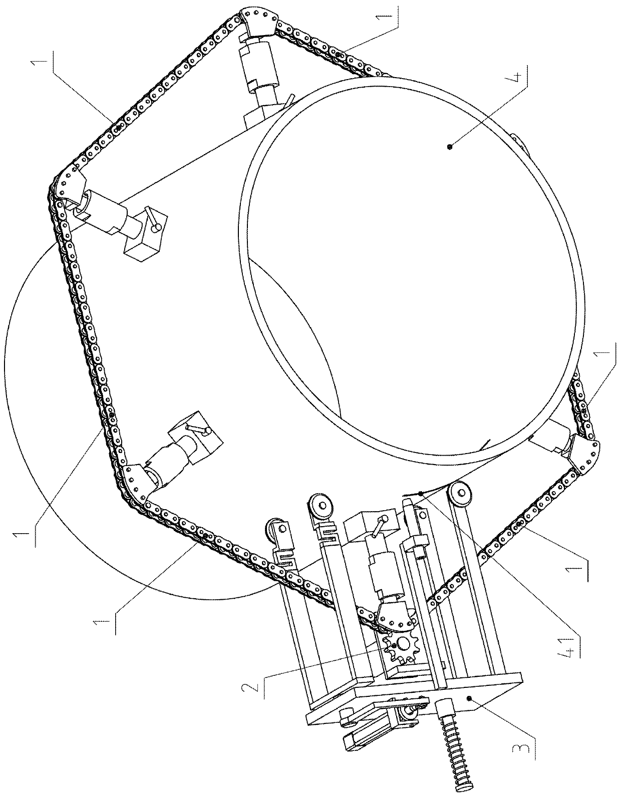 Portable laser cutting auxiliary device for large-diameter petroleum or natural gas transportation steel pipe