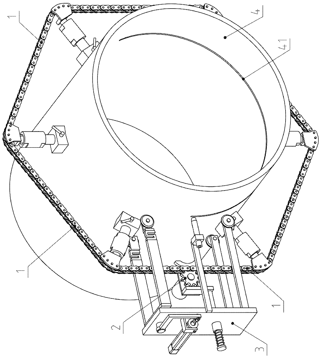 Portable laser cutting auxiliary device for large-diameter petroleum or natural gas transportation steel pipe