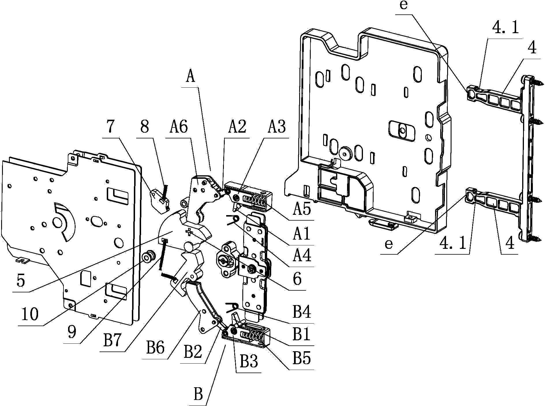 Locking and separating system for furniture drawer front panel