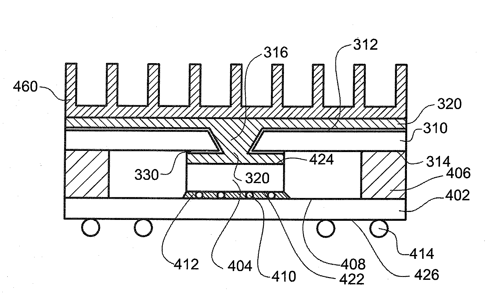 Heat sink structure and semiconductor package as well as method for configuring heat sinks on a semiconductor package