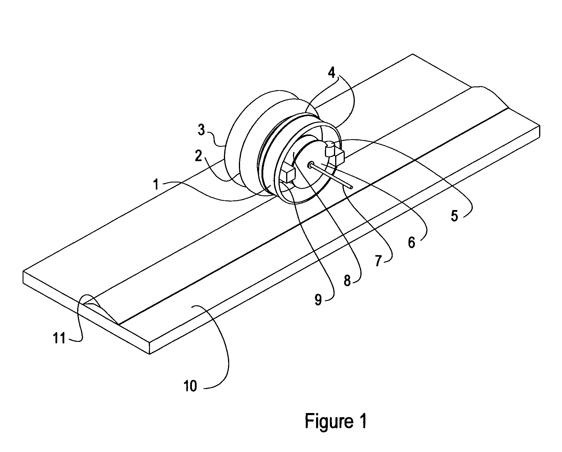 Hybrid wheel and hybrid roadway