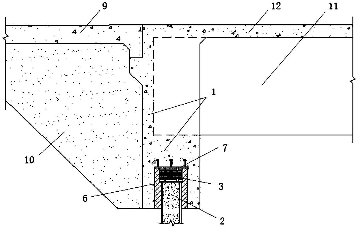 Integral abutment-steel pipe concrete pile joint of lead core laminated rubber device