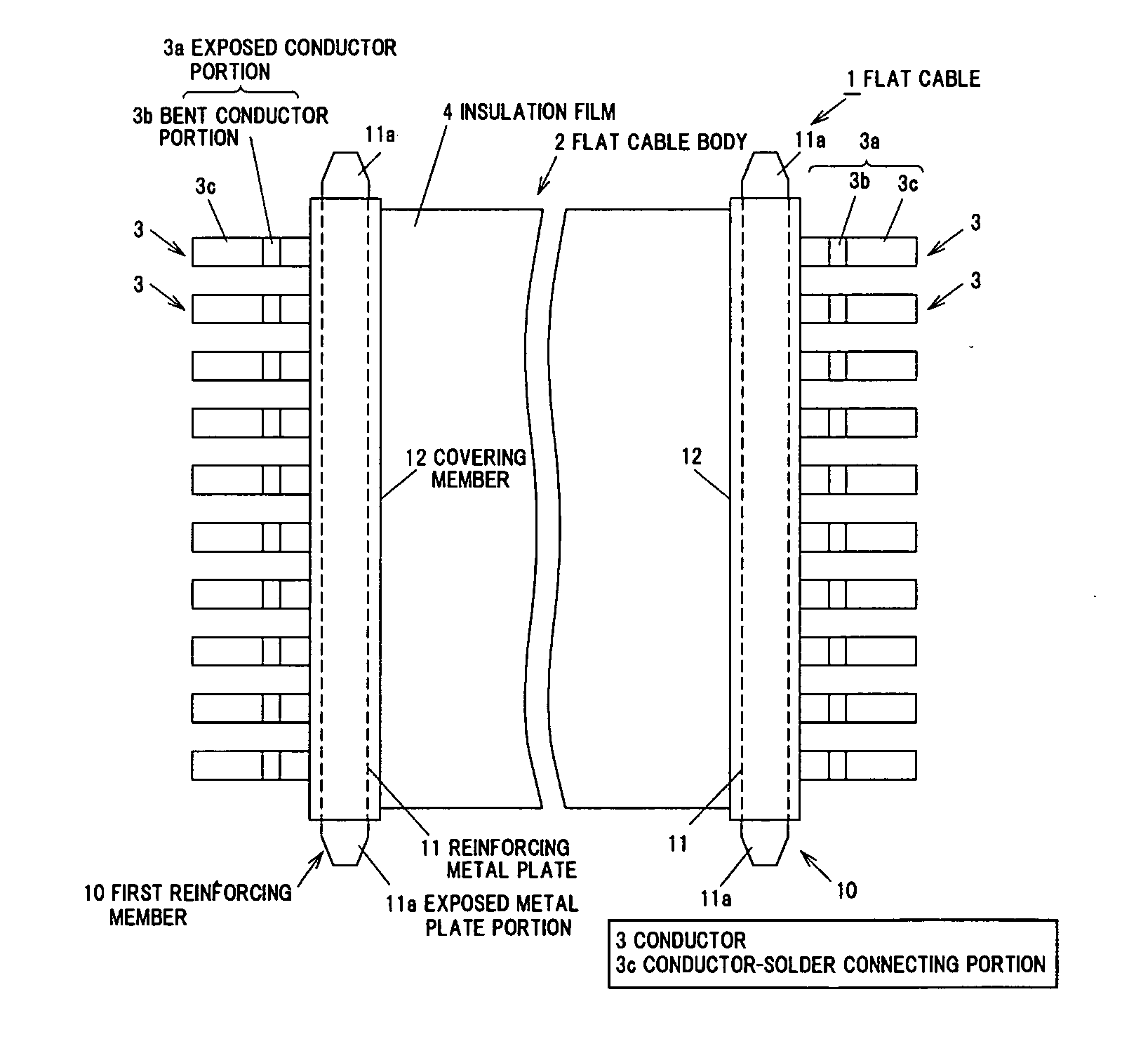 Flat cable and connection structure between flat cable and printed wiring board