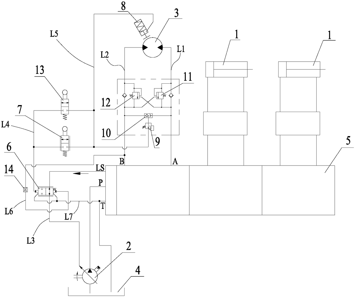 Winch telescopic hydraulic control system and engineering machinery