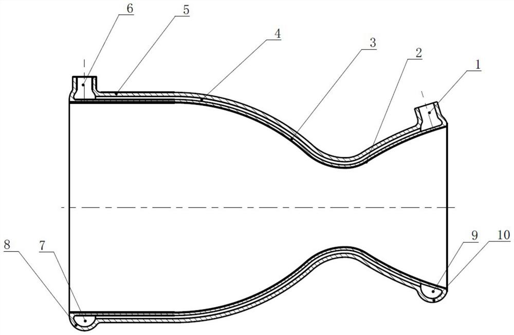 Lightweight composite cooling thrust chamber body device