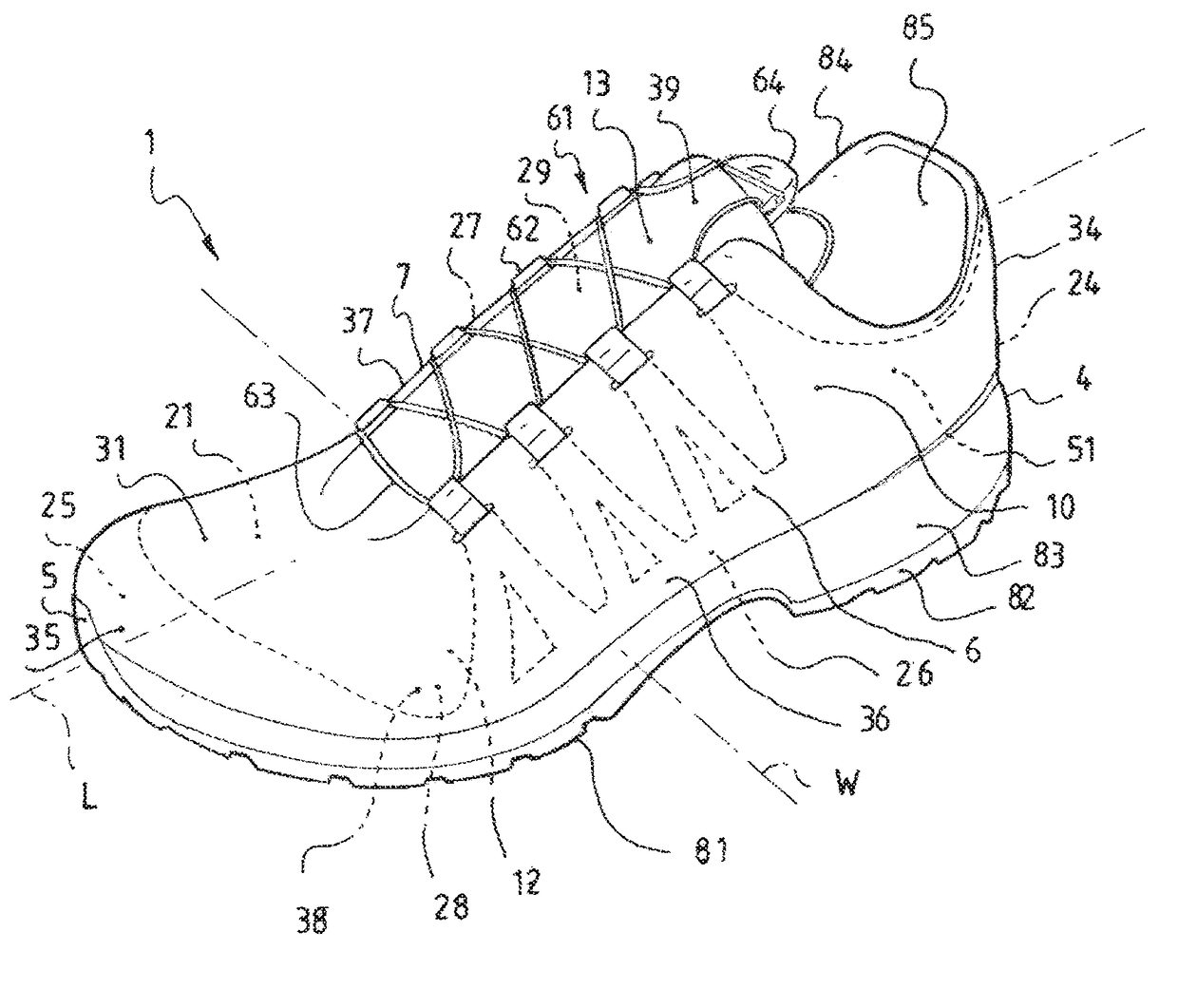 Method for manufacturing footwear, footwear produced using said method, and machine for manufacturing footwear