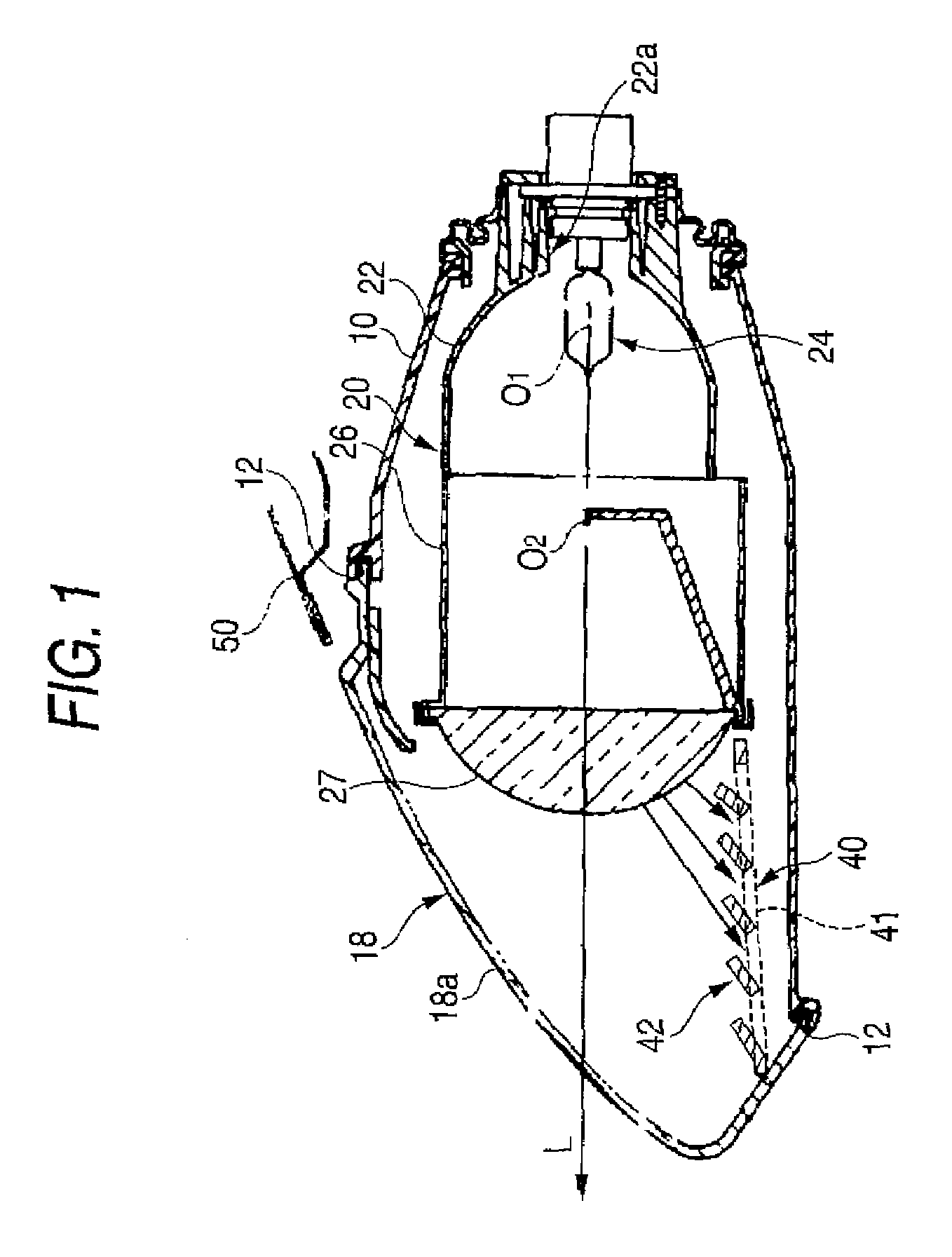 Projection-type vehicle headlamp having a louvered cover