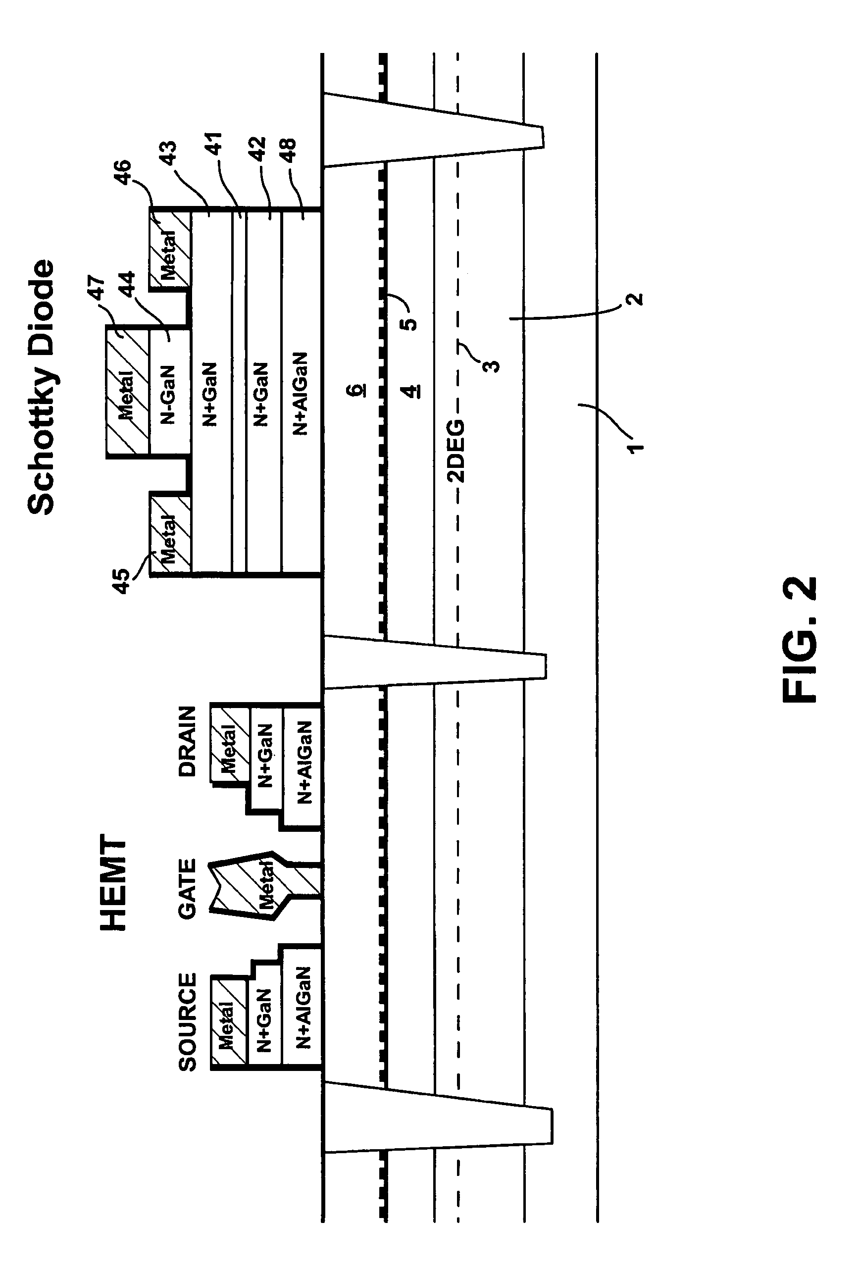 Integrated structure with transistors and Schottky diodes and process for fabricating the same