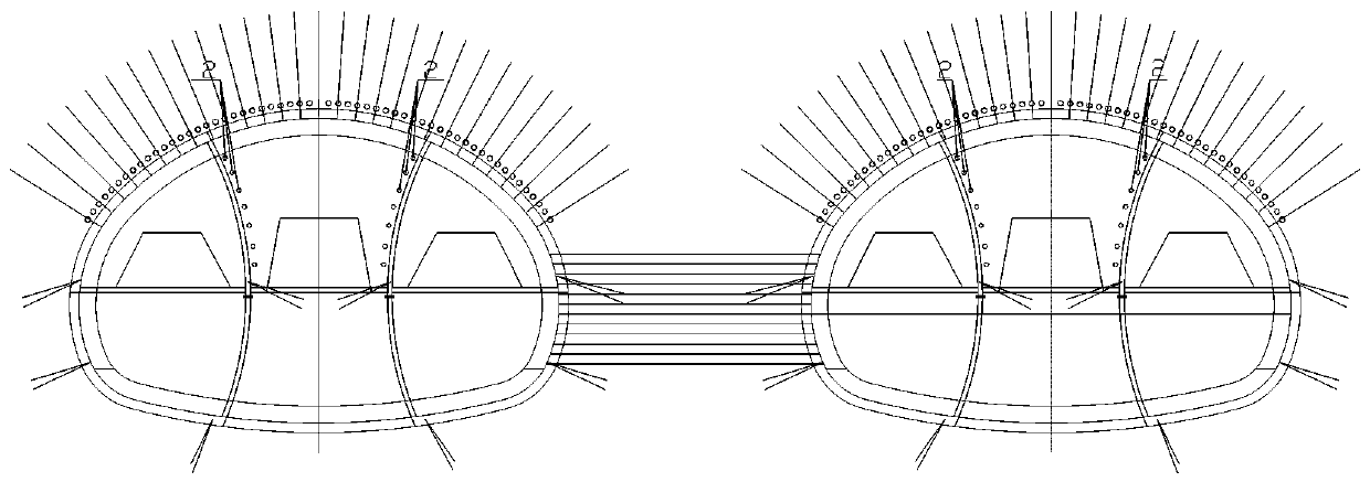 A support method for a shallow-buried and large-span tunnel with a small clear distance and four lanes