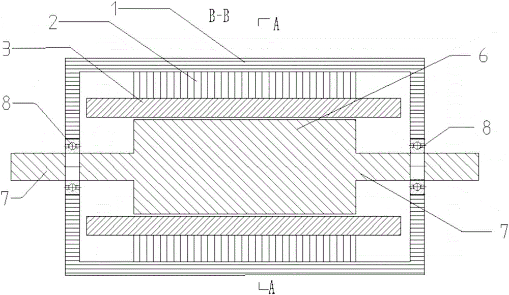 Turbine generator with rotor arrangement capable of weakening polar frequency vibration winding