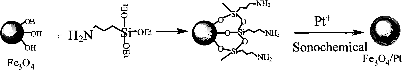 Novel method of manufacturing Fe3O4/Pt magnetic complex nano particle