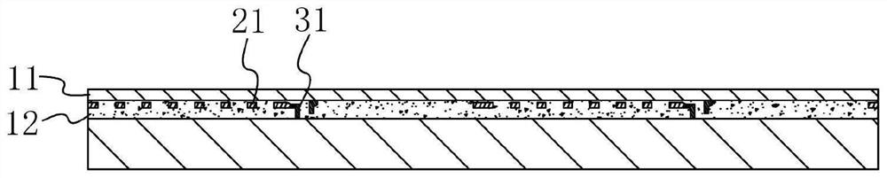 Ceramic sheet paving structure and paving method for covering old bricks with ceramic sheets