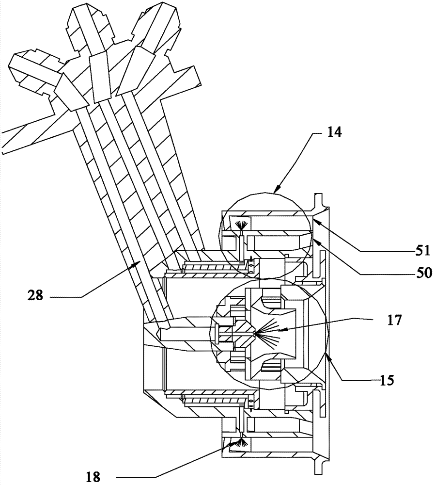 Three-stage structured pre-mixing and pre-evaporating low-pollution combustor