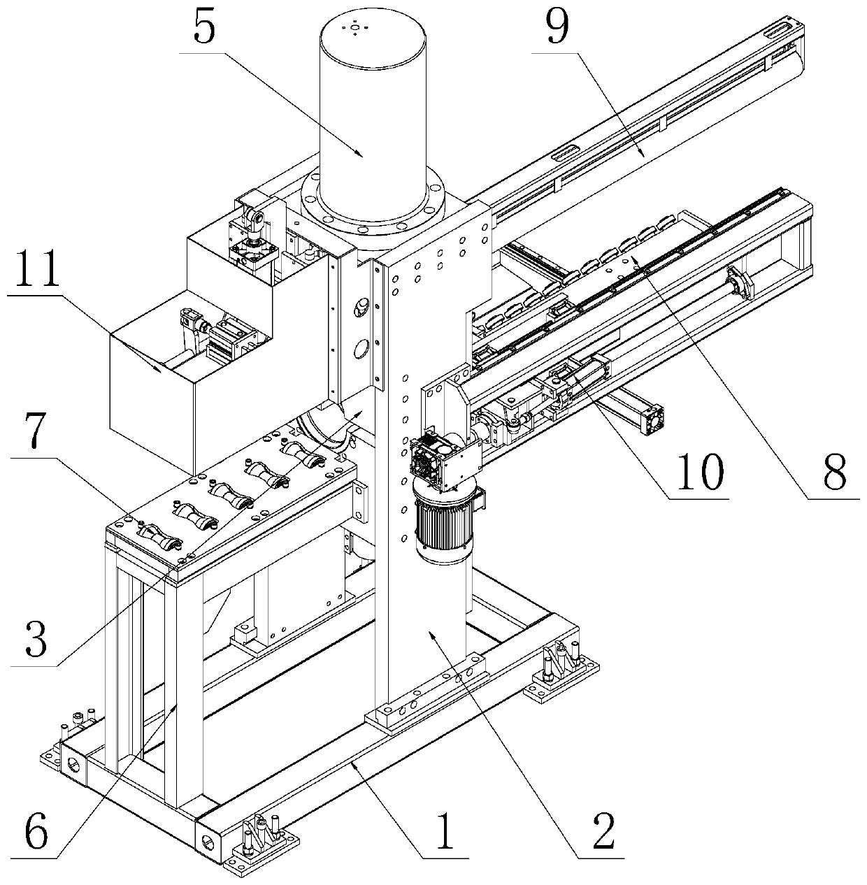 Aluminum rod hot shearing machine adopting linear guide rail structure