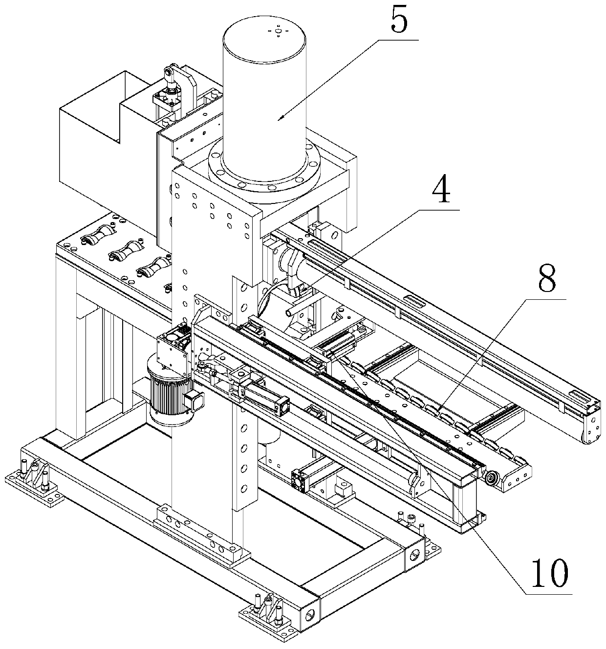 Aluminum rod hot shearing machine adopting linear guide rail structure