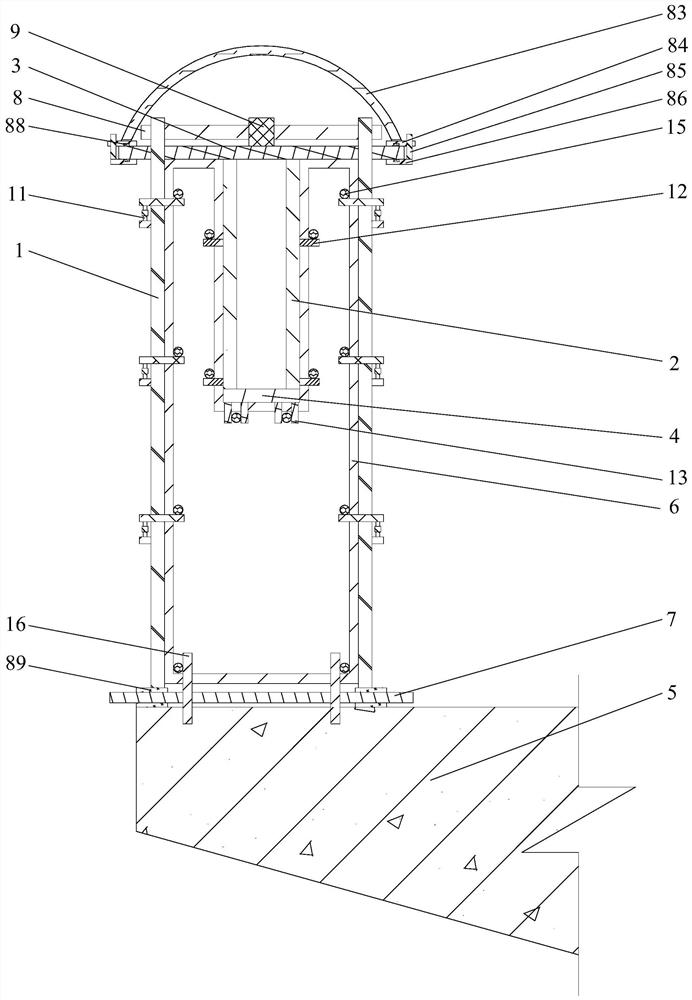 Construction method of flower basket integrated anti-collision guardrail