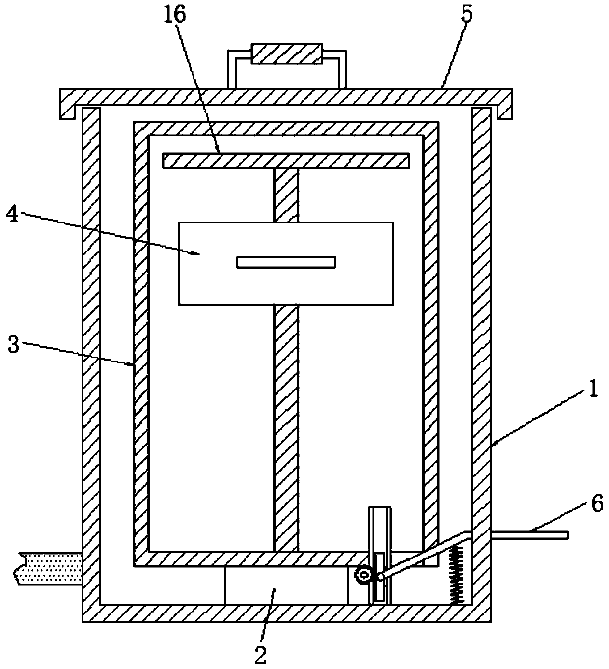 Lever principle based environment-friendly garbage can increasing utilization space and adopting dry and wet separation