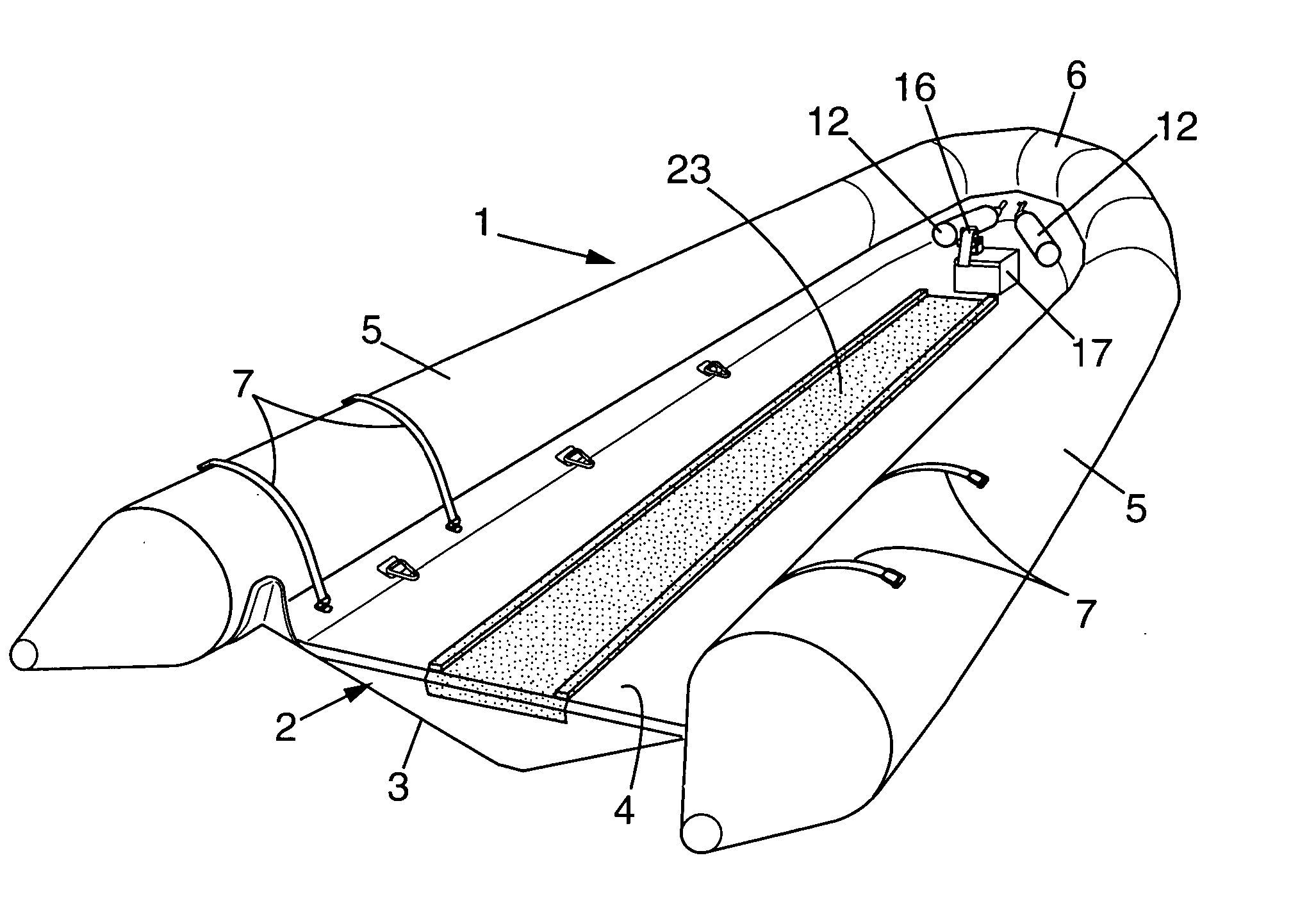 Pneumatic boat arranged for the loading/unloading and transportation of floating loads