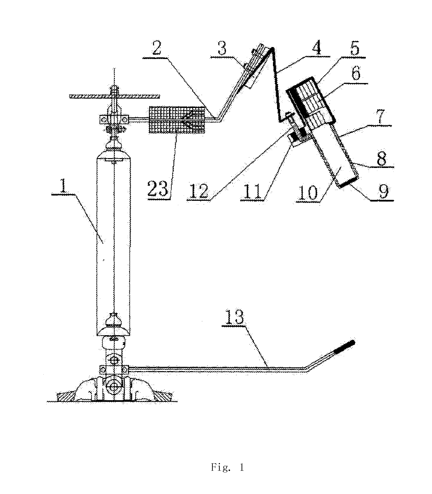 No-freewheeling arc lightning protection gap protecting device