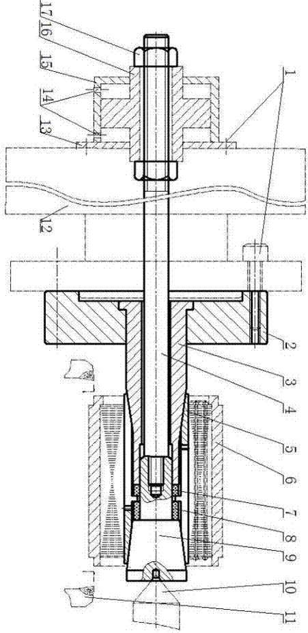 Expanding mould type bidirectional turning clamp