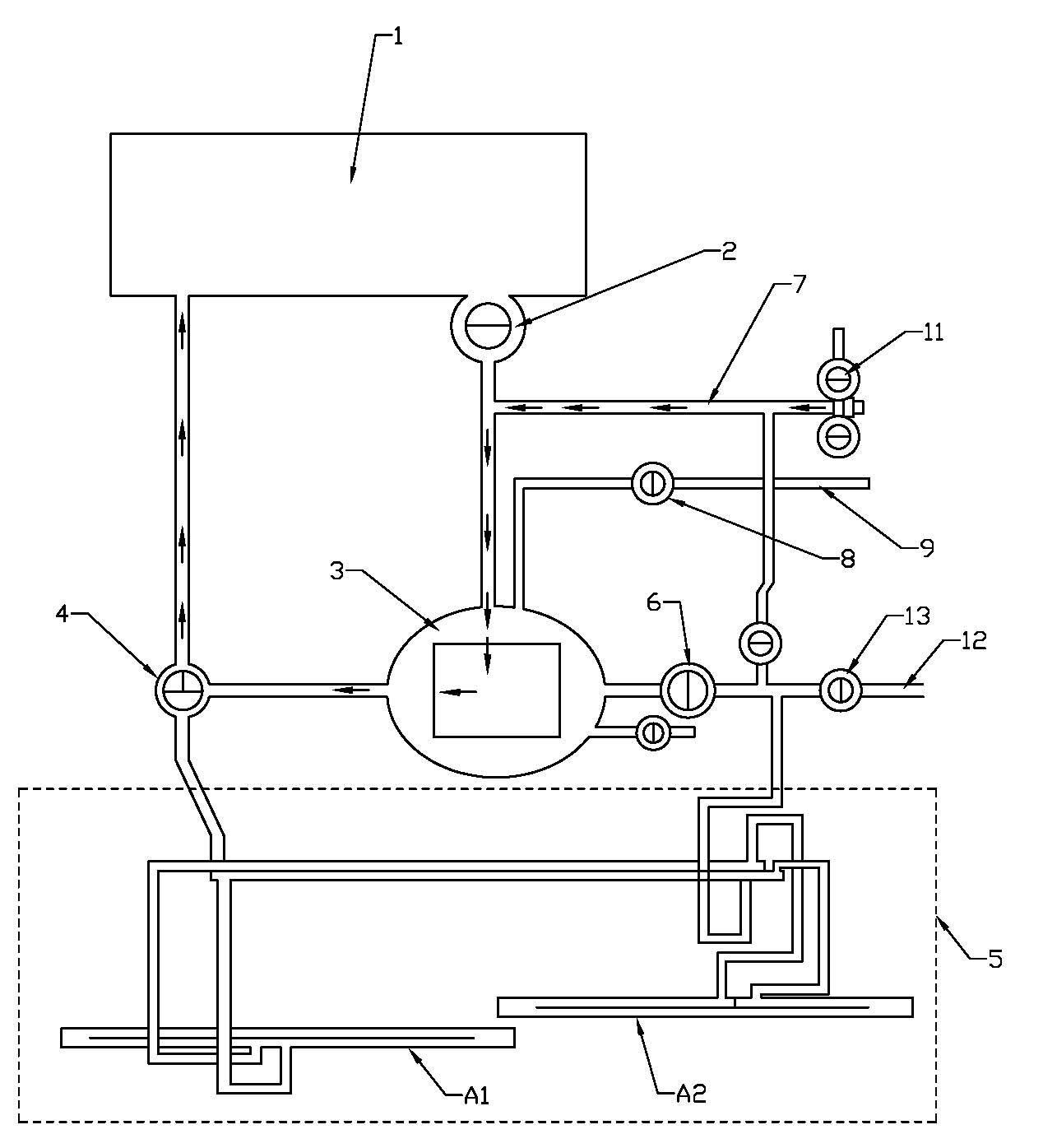 Asphalt distributing, cleaning and recovering system