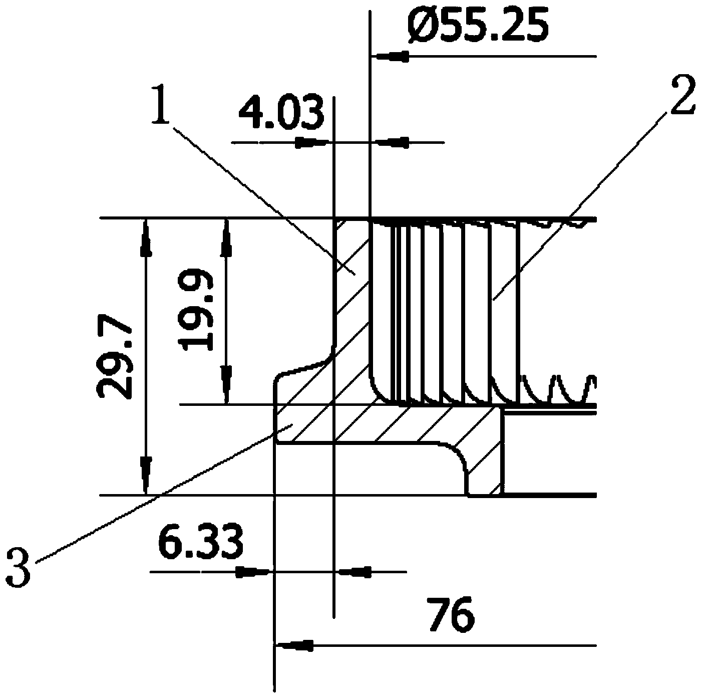 Compact high-power speed reduction gear ring for starting machine of diesel vehicle