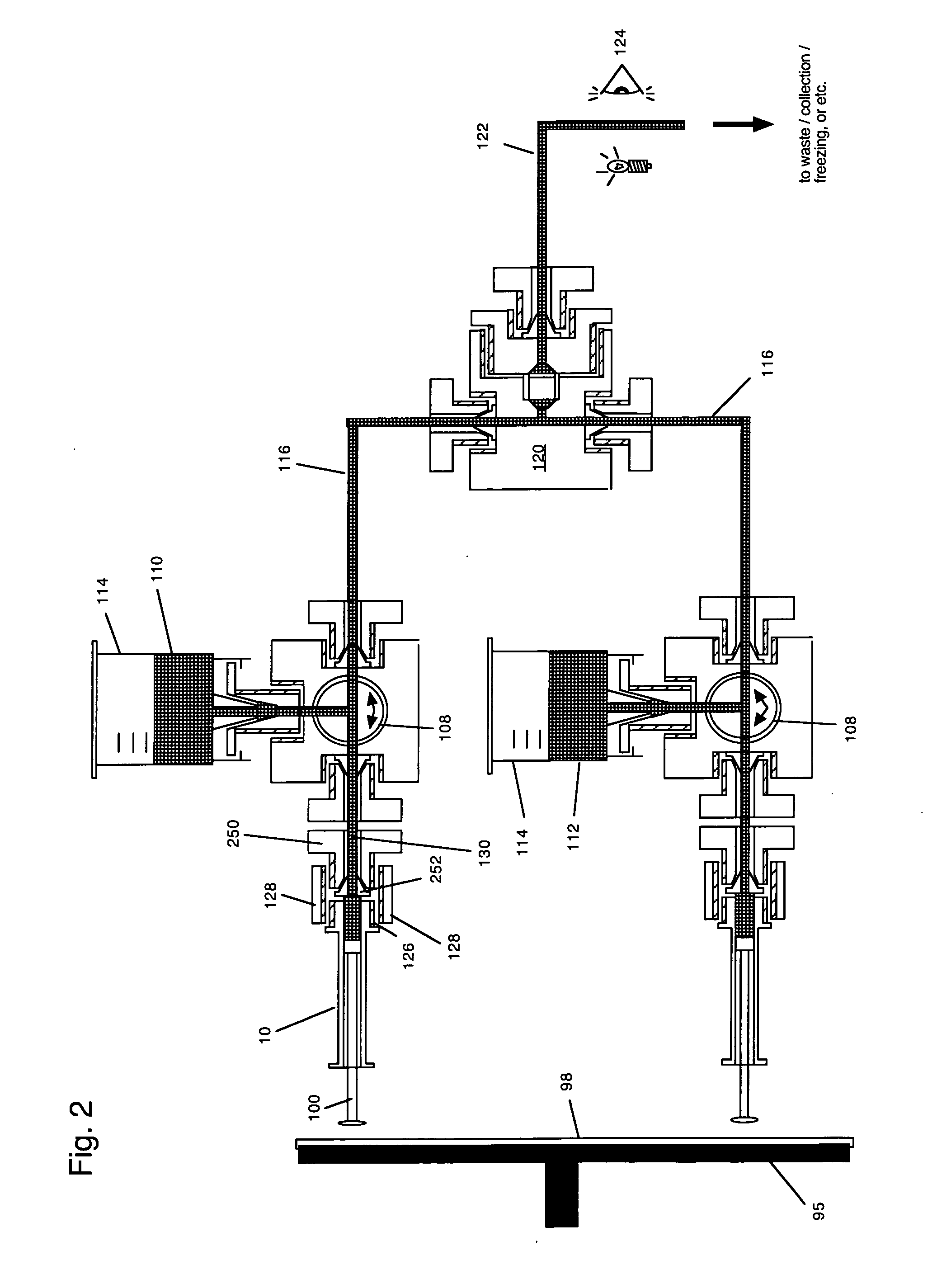 Wrap spring clutch syringe ram and frit mixer