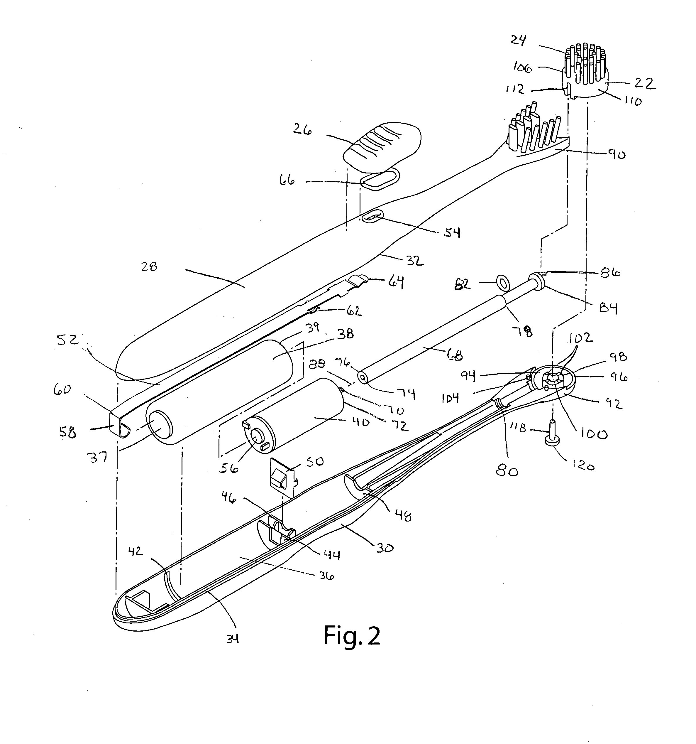 Electric toothbrush with three dimensional motion