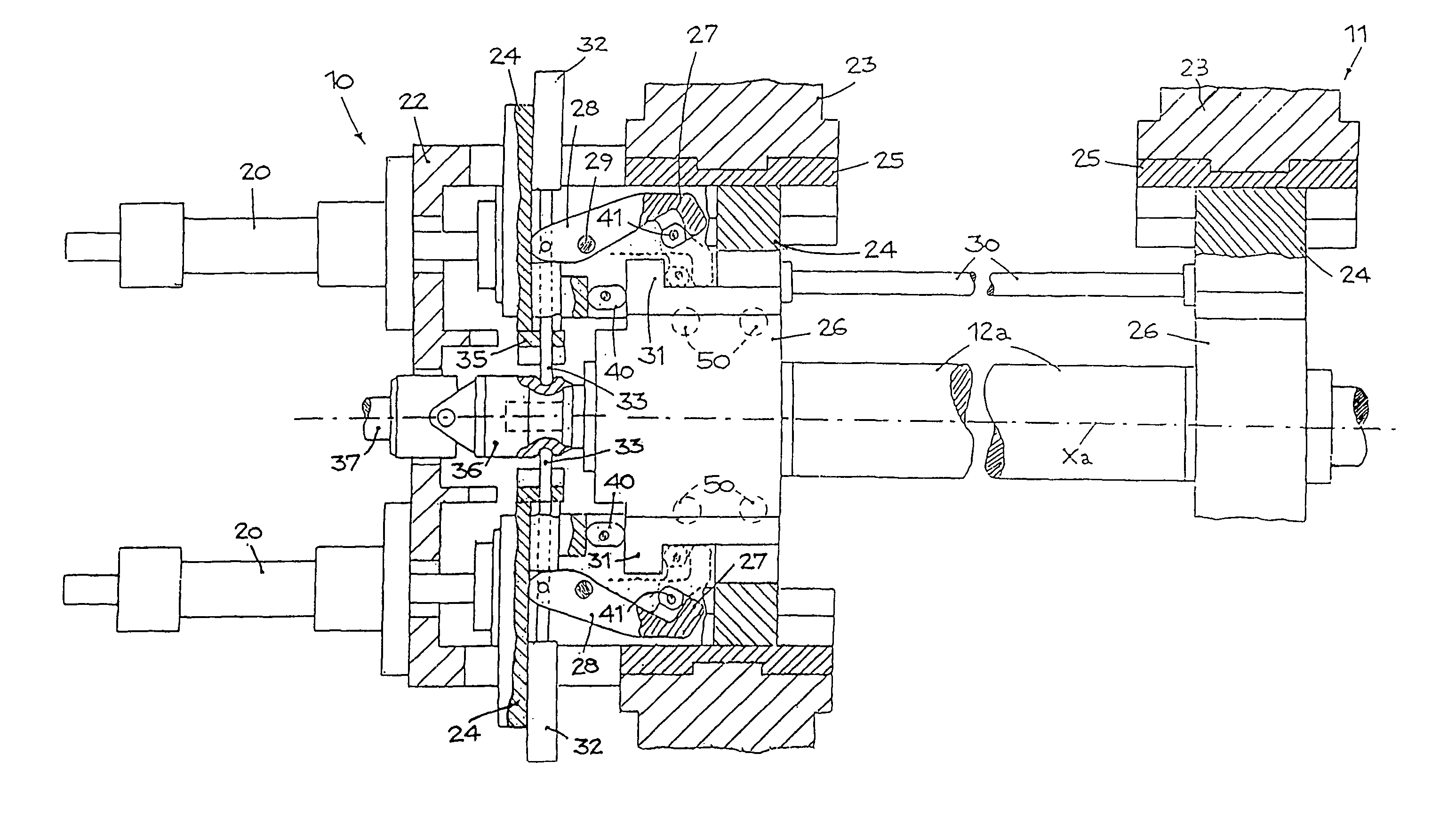 Device to absorb the axial loads generated on the rolls in a rolling stand