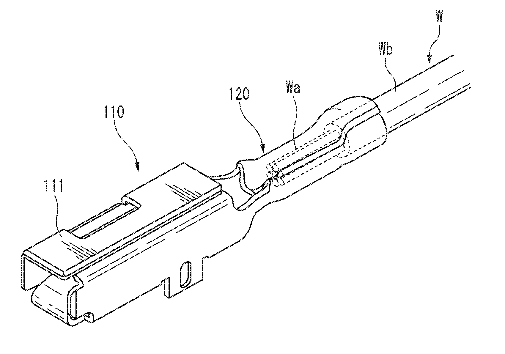 Connection structure of crimp terminal with respect to wire