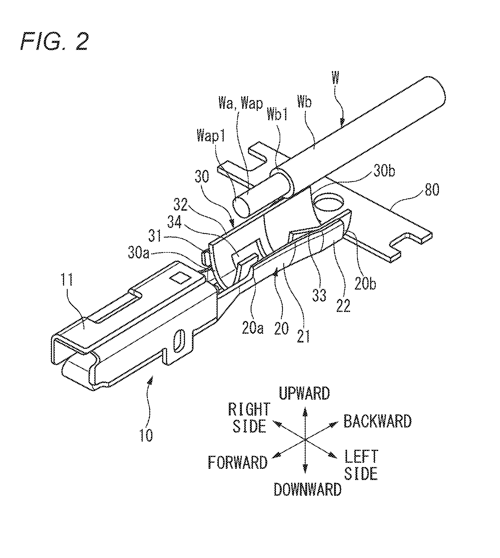 Connection structure of crimp terminal with respect to wire