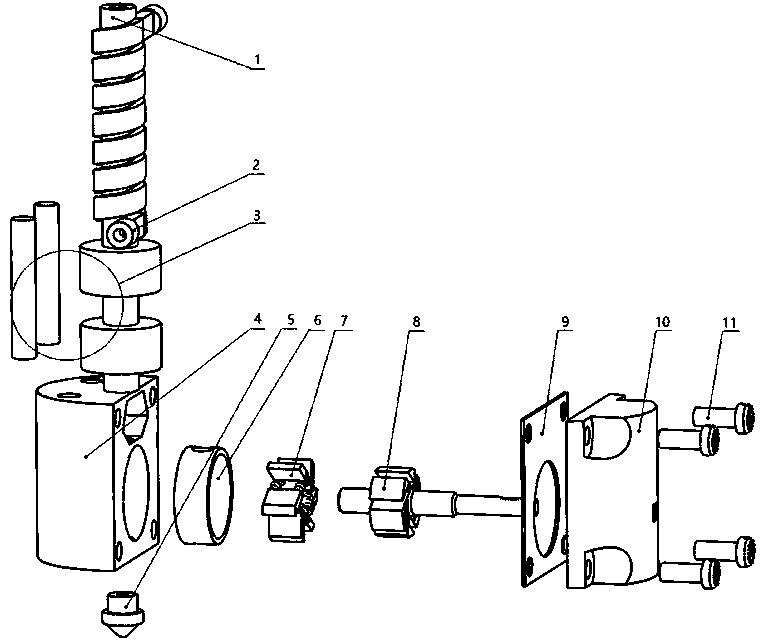 3D printing head having multi-section heating function and provided with micro molten pool