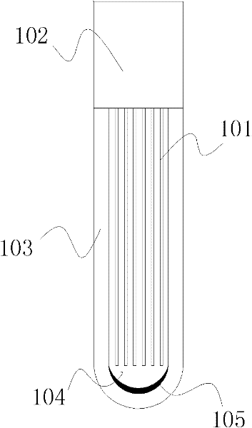 Optical fiber probe of fluorescent optical fiber temperature sensor and preparation method thereof