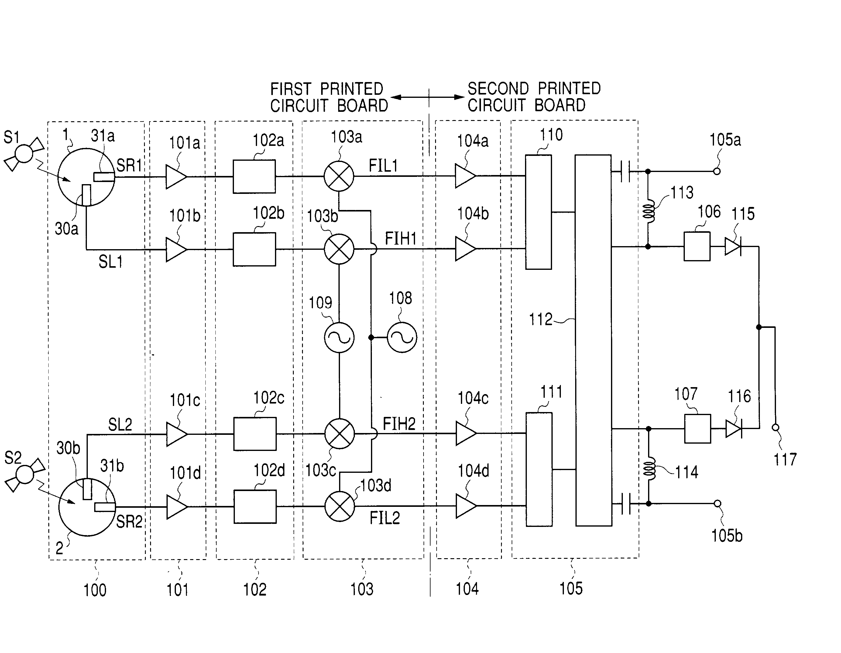 Satellite broadcasting receiving converter for receiving radio waves from plurality of satellites