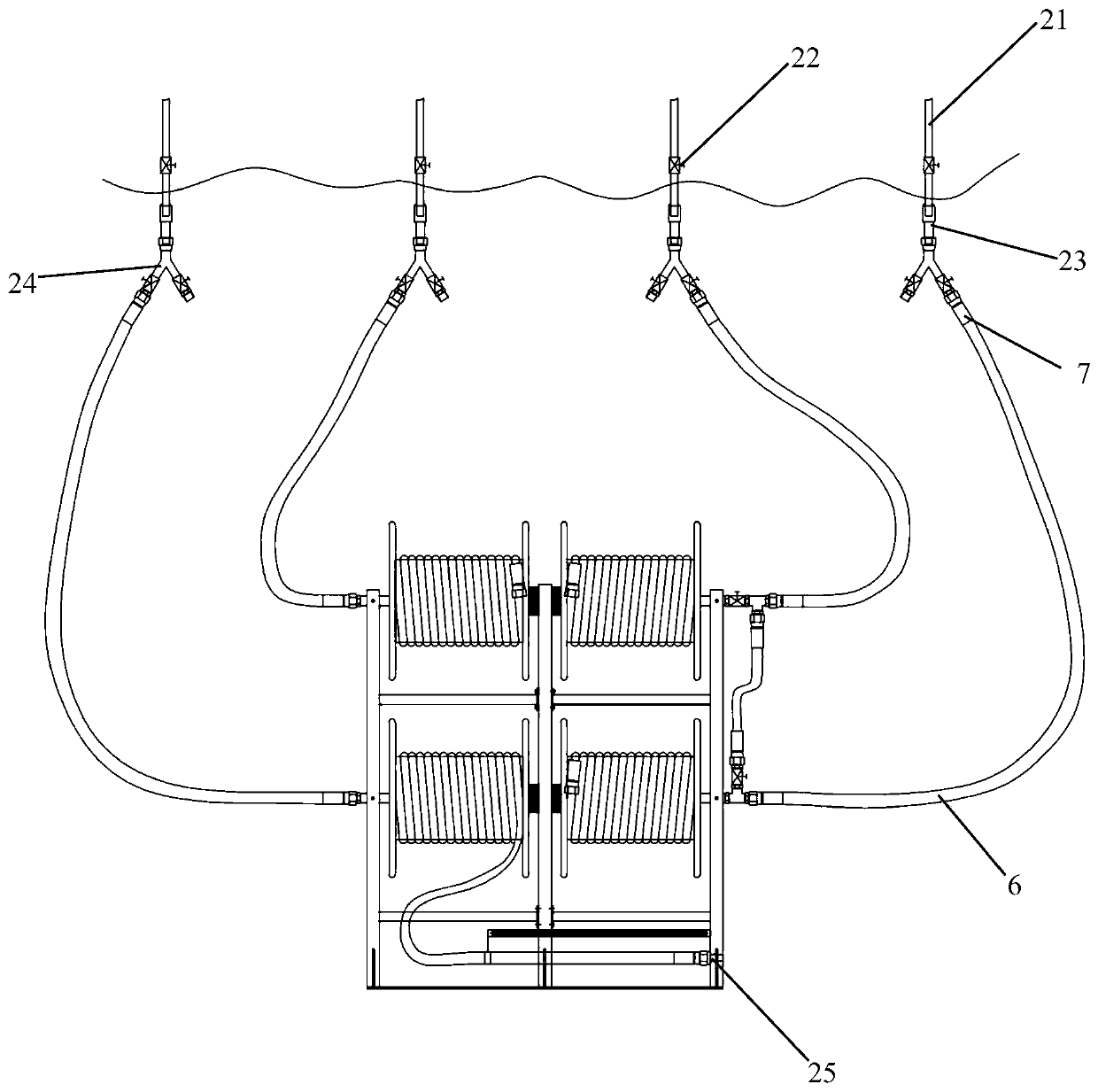 Petrochemical special hose station medium treatment method