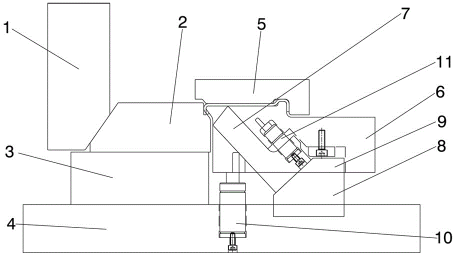 Fixed supporting type negative angle forming die of plates